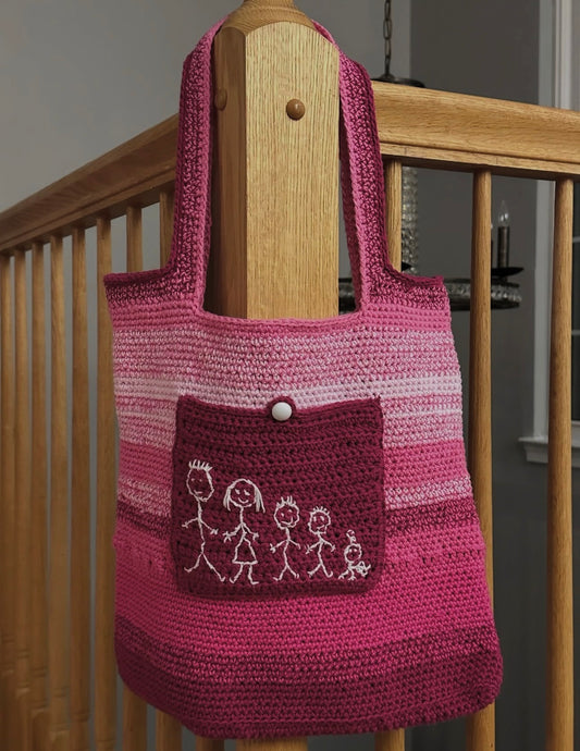 Customizable Stick Figure Family Crochet Purse